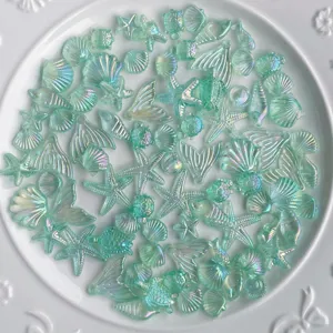 Breloques transparentes coquillage étoile de mer sirène pour bijoux de coque de téléphone DIY