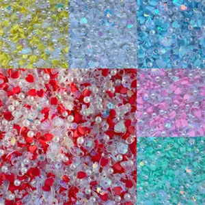 Mélange Cœur Pâte Polymère Perles Artificielles Paillettes Imprimées DIY Accessoires de Décoration de Stylo à Billes Matériaux de Bijouterie