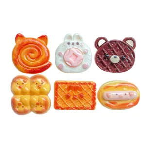 Cabujones bonitos de resina pan galleta para funda de teléfono DIY horquilla de pelo