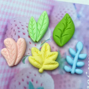 Colorful matte resin leaf charms for DIY hair clips, phone cases, and jewelry making.