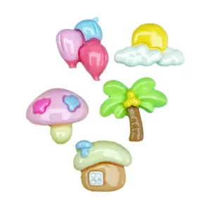 Set di cabochon in resina lucida con palloncini e alberi per cover per telefoni fai-da-te.