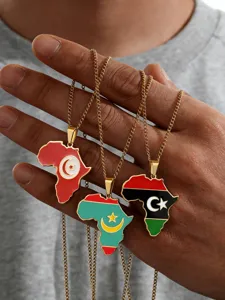 Detailansicht der afrikanischen Kartenanhänger mit Flaggen von Tunesien, Libyen und Mauretanien