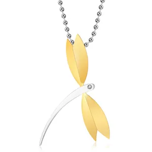 Fashion Stainless Steel Dragonfly Pendant Necklace For Women Gold Plated Ball Chain Elegant Fashion Jewelry Gift