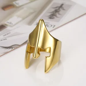 Anello da Uomo Vintage in Acciaio Inossidabile con Elmo Spartiano Anello Geometrico Punk Rock Gioiello