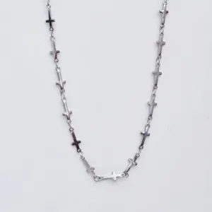 Stainless steel cross chain necklace, fashion gothic style silver jewelry for women and men.