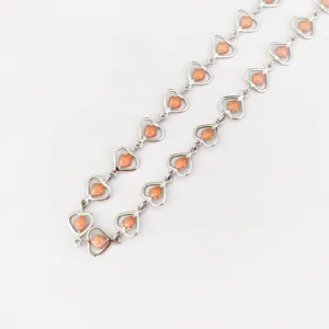 Stainless steel enamel heart chain necklace or bracelet, stylish sweet fashion jewelry item for women.