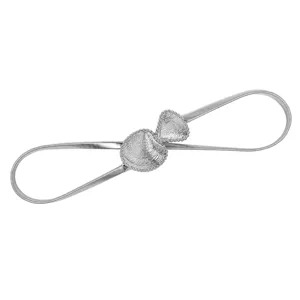 Silver metal elastic waist belt with decorative shell buckle for women dresses sweaters and coats