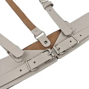 Punk style women faux leather harness belt adjustable body waist strap decorative corset vest