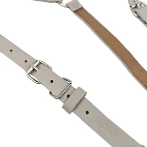 Women punk style harness belt adjustable metal buckle light grey decorative strap for fashion wear