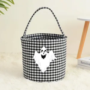 Halloween Tela Cesto Caramelle Secchio Carino Cartoon Fantasma Zucca Stampa Portatile Custodia Borsa Festiva Festa Decorazione Regalo