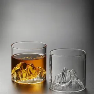 Vintage Mount Fuji Whiskey Glass Heat Resistant Clear Borosilicate Glass Tea Cup Art Drinking Cup For Home Office