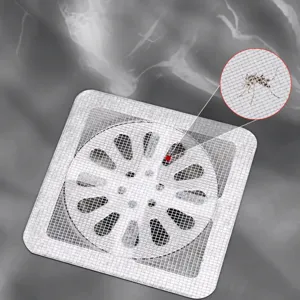 Square disposable floor drain mesh sticker for hair filtering and insect prevention