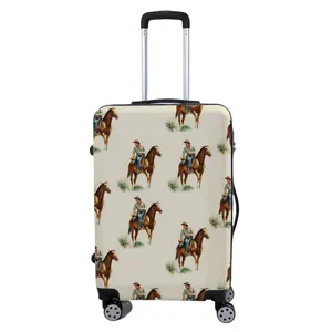 Dikke elastische kofferhoes met een stijlvol vintage western cowboy en paardenpatroon