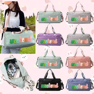 Various color options for Weekend gym bag featuring shoe compartment and large capacity
