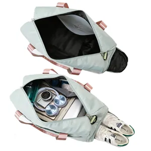 Large gym bag with wet dry separation and shoe compartment for weekend travel trips