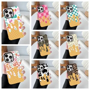 Meerdere stijlen telefoonhoesjes met een smeltend ijspatroon en wafelstructuur