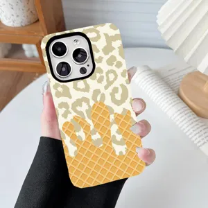 Creatieve 2-in-1 Siliconen Telefoonhoesje Voor iPhone Trendy Luipaard Ruit Bedrukt Schokbestendige Cover
