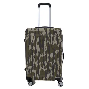 Detailweergave van kofferbeschermhoes met tijgerstreep camouflage van duurzaam materiaal