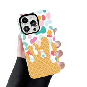 Modieuze schokbestendige twee-in-één telefoonhoes met abstract wafelpatroon