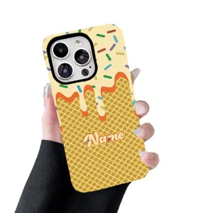Personalized ice cream themed phone case with custom name placeholder