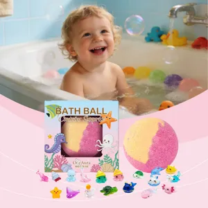 OceAura bath bomb with toy surprises for children in a bright colorful gift box set