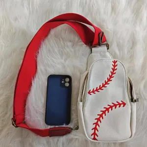 Women Canvas Chest Bag Fashion Embroidered Baseball Crossbody Bag Retro Casual Sling Bag Shoulder Bag For Travel