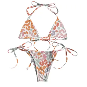 Women's Sexy Halter Triangle Bikini Set Two Piece Swimsuit Floral Leopard Camo Plaid Cactus Print Beach Swimwear