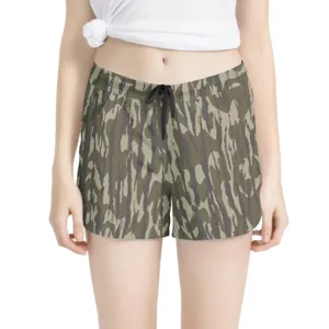 Women's Casual Summer Sports Shorts European American Street Style Print Drawstring Elastic Waist Shorts Fashion Clothing