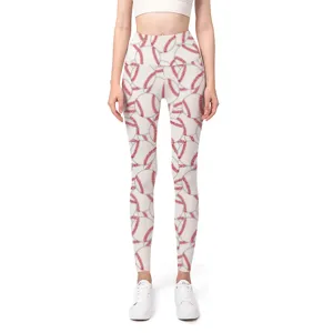 High-Waist-Yoga-Leggings mit einzigartigem, rot genähtem Baseball-Print-Muster