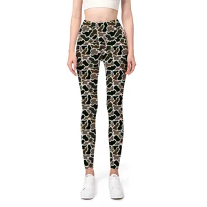 Damen Hohe Taille Bedruckt Yogahose Slim Fit Elastisch Fitness Leggings Lässig Workout Sportbekleidung Unterteile