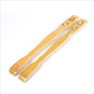 Natural Bamboo Back Scratcher With Double Massage Wheels Traditional Wooden Itching Scratch Tool For Elderly Home Daily Use