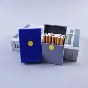 Plastic automatic pop-up cigarette case, 20-pack flip storage box for universal use.
