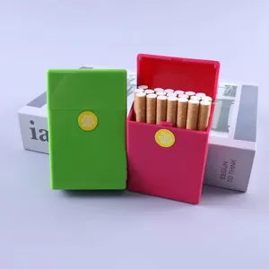 Plastic automatic pop-up cigarette case, 20 capacity moisture-proof protective box detail.