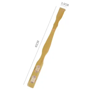Bamboo back scratcher with massage rollers, 45cm long and 3.5cm wide for daily body care.