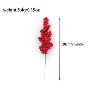 Künstlicher roter Beeren Zweig für Weihnachtsfeier Heimdekoration, Höhe ca. 20 cm.