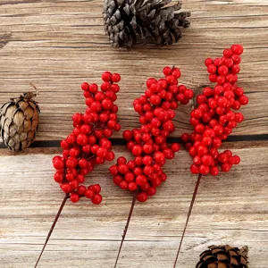Künstliche Rote Beeren Stängel Schaumstoff Beeren Picks Weihnachtsbaum Ornamente Winter Feiertag Party Heim Blumen Dekoration