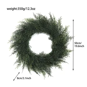 Ghirlanda di pino cedro artificiale foglie PE verdi decorazione porta sospesa 50cm