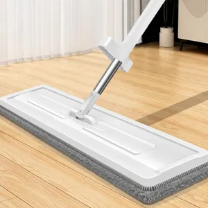 Hands-Free Flat Mop Stainless Steel Pole Microfiber Cloth Dry And Wet Floor Cleaning Tool For Home Household