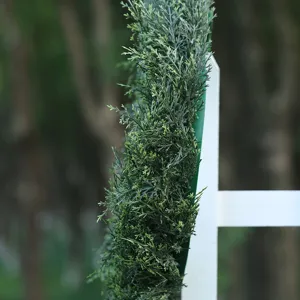 Ghirlanda di cipresso artificiale verde corona di foglie PE per porta esterno festa