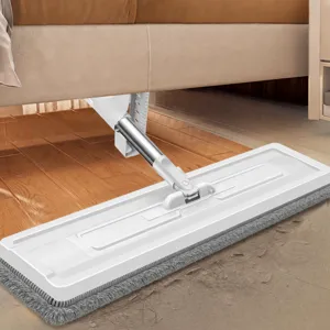 Flat floor mop with slim design for cleaning under bed, easy home cleaning tool.