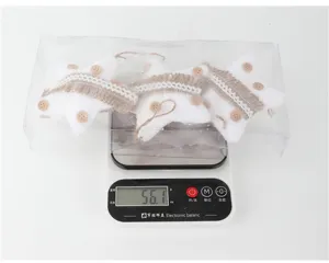 Adornos colgantes de estrella de Navidad caja tela blanca yute encaje decoración