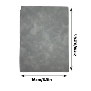 Gray A5 soft leather notebook with 16x21cm dimensions