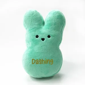 Detailed view of customized mint green plush bunny rabbit for Easter decoration gift