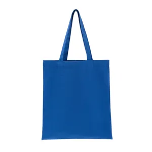Solid deep blue canvas tote bag with sturdy handles, minimalist design