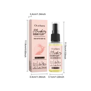 OceAura Strawberry Sugar Fluff Body Oil 50ml spray bottle dimensions detail