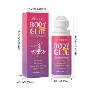 Tabla de tallas detallada para pegamento corporal EELHOE de 100ml y embalaje