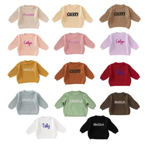 Toddler Girls Cotton Pullover Sweater Crewneck Long Sleeve Solid Color Knitwear Children Fall Winter Top