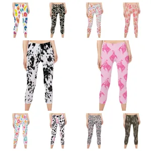 Große Auswahl an bedruckten Yoga-Capri-Leggings für Damen mit verschiedenen Mustern
