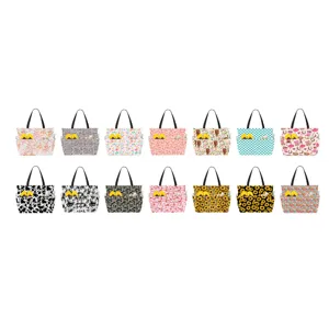 Collection of 14 large capacity beach tote bags featuring various stylish patterns