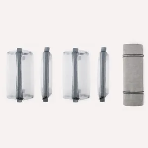 Abnehmbares graues Mesh-Make-up-Taschen-Set mit faltbarem Organizer für die Reisenutzung